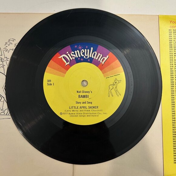 Story of Bambi Songs Soundtrack Book Record Book Walt Disney 1977 33 1/3 - Picture 4 of 6